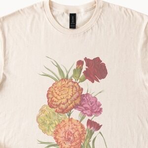 Vintage Botanical Carnation Graphic Tee Natural